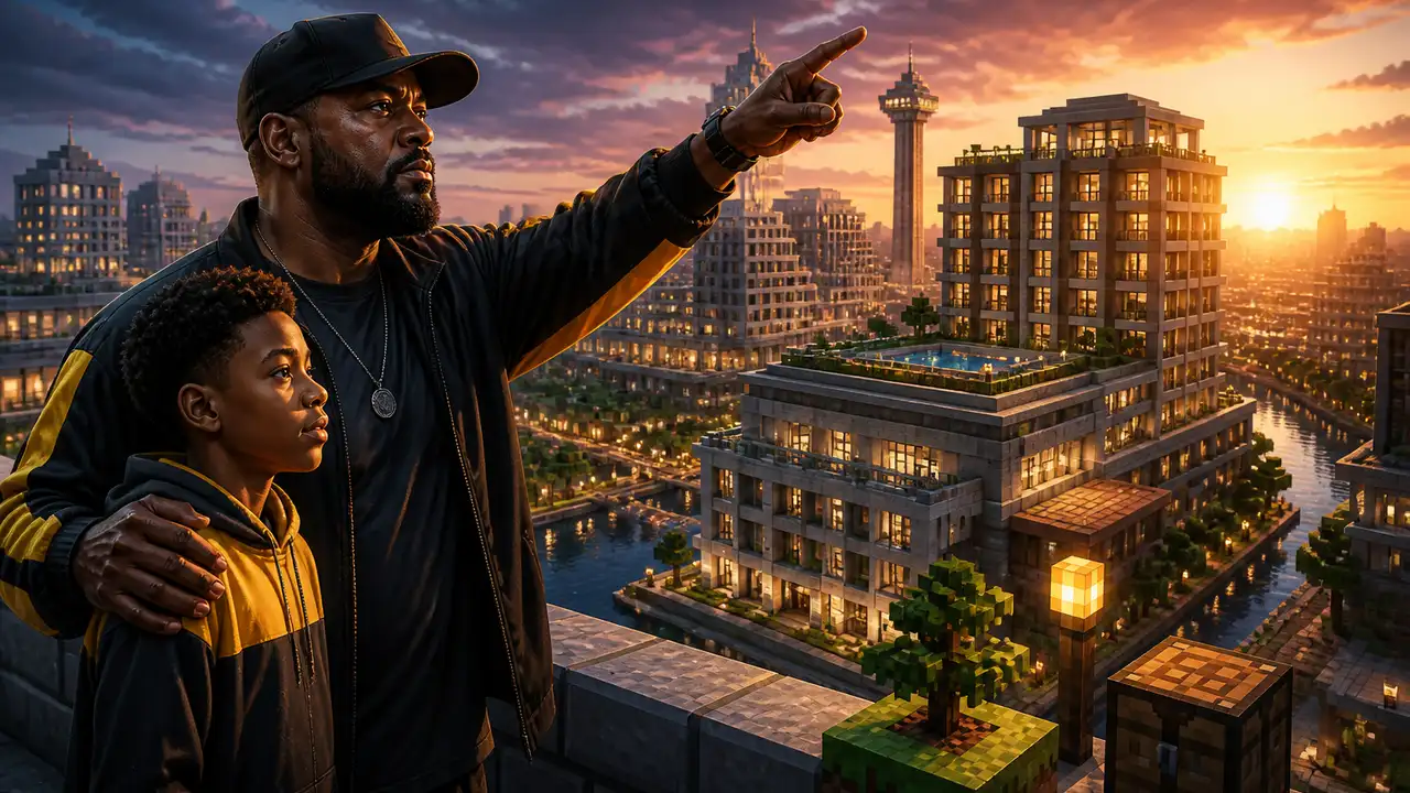 Mike Tomlin opens his 12-year Minecraft city with a rooftop tour cover