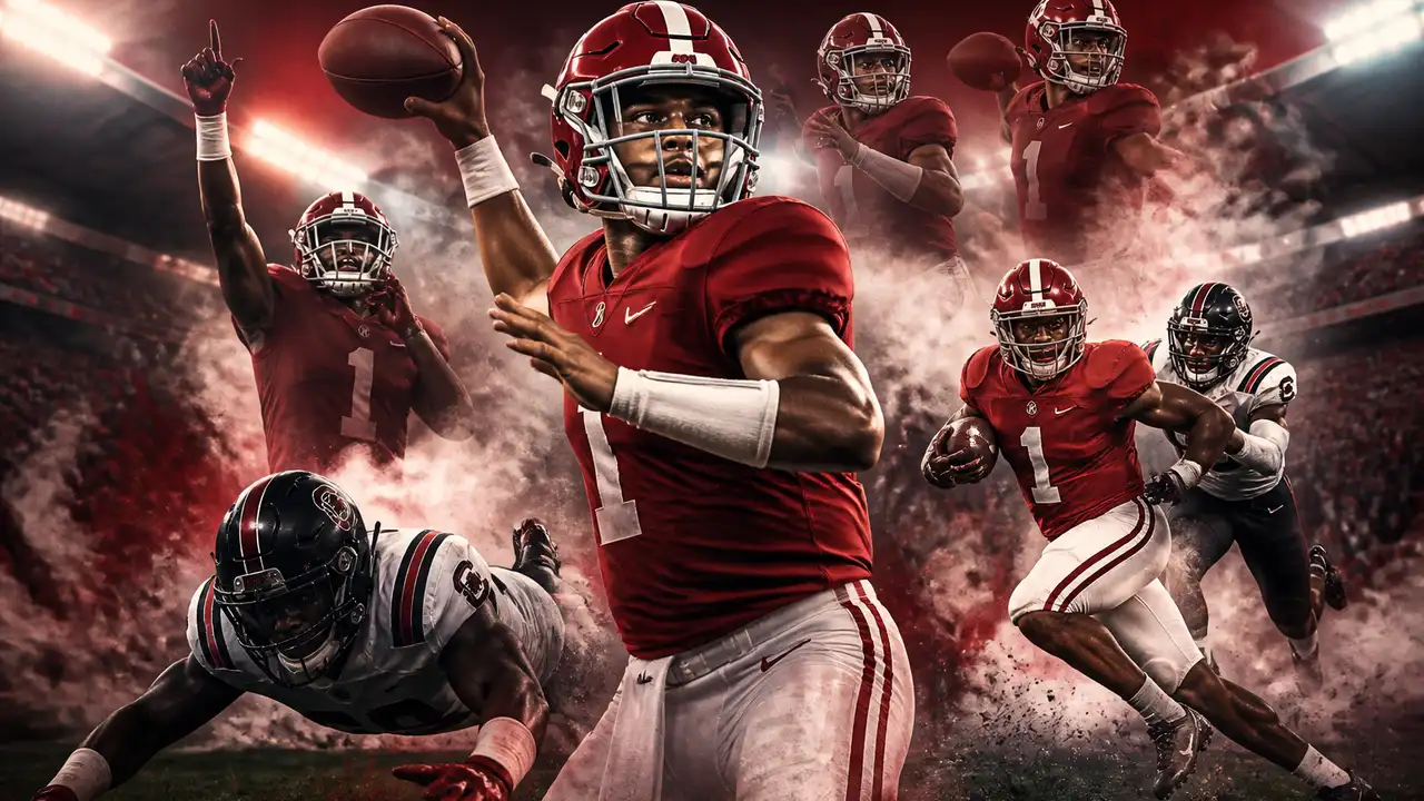 Russell throws four touchdowns as Alabama beats South Carolina 49-18 cover