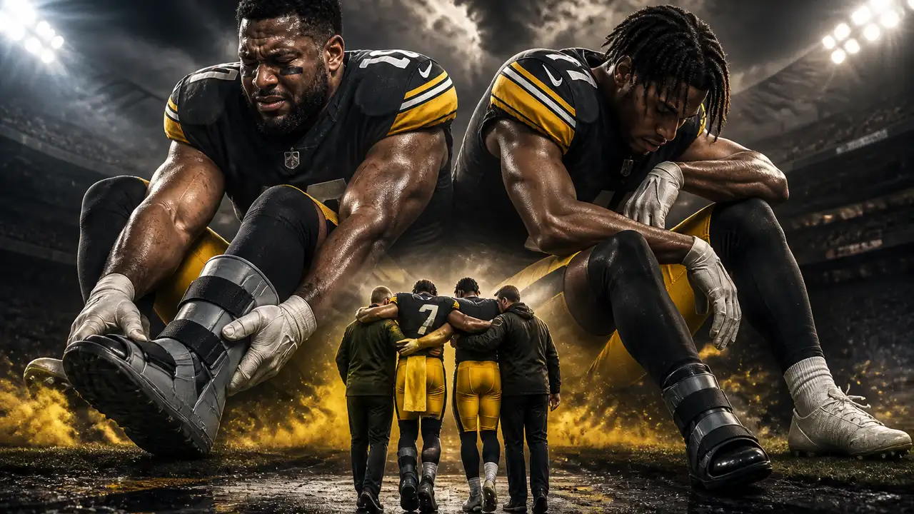 Harmon and Dean leave Steelers loss injured; both seen in boots cover